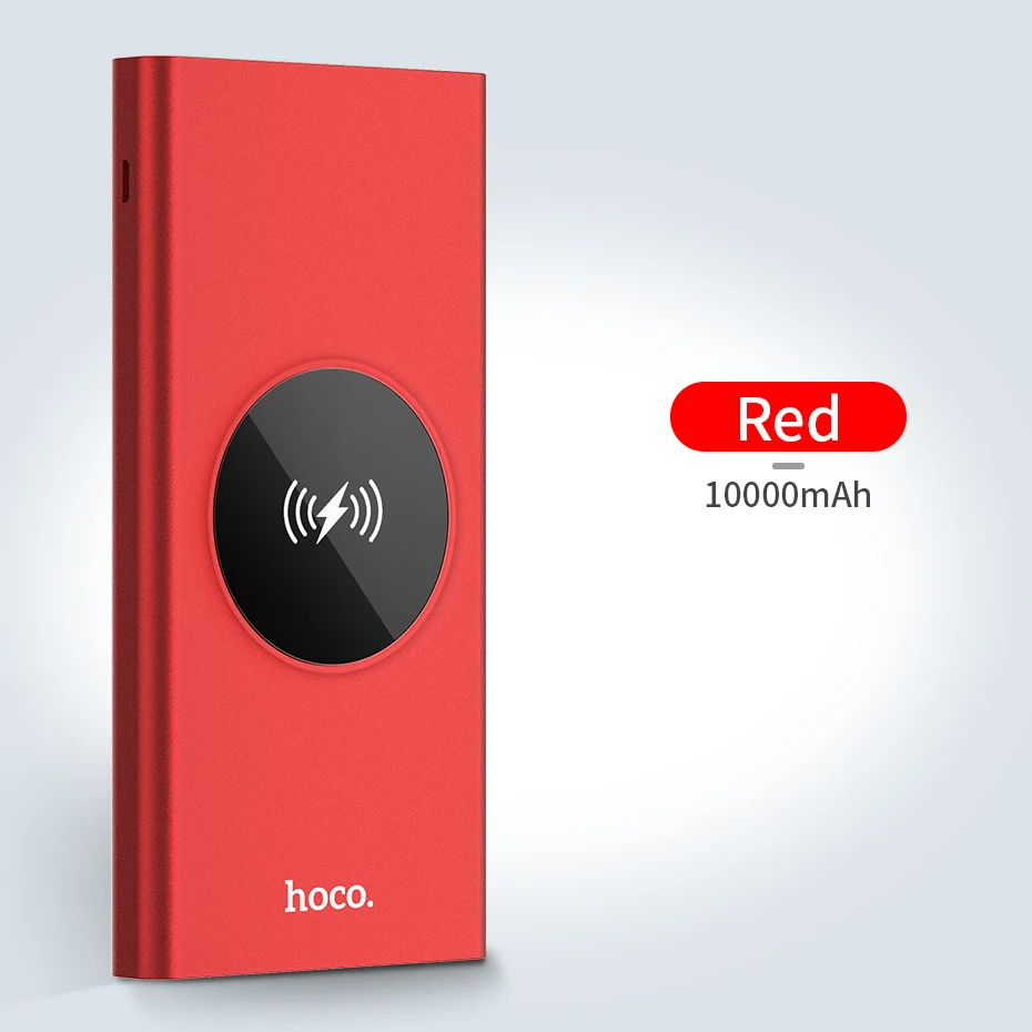 НОСО 10000 мАч QI Беспроводное зарядное устройство power Bank Dual USB с цифровым дисплеем