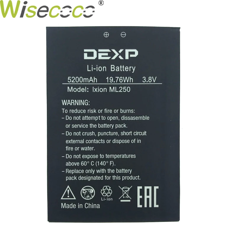 WISECOCO 5200 мАч батарея для DEXP AMPER M Ixion ML250 телефон новейшее производство высокое качество батарея+ номер отслеживания