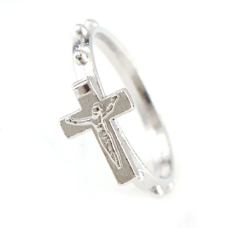 

12 Pieces Silver 16/18/20mm Multiple Sizes Religious Crucifix Catholic Round Rings Alloy Rings lap