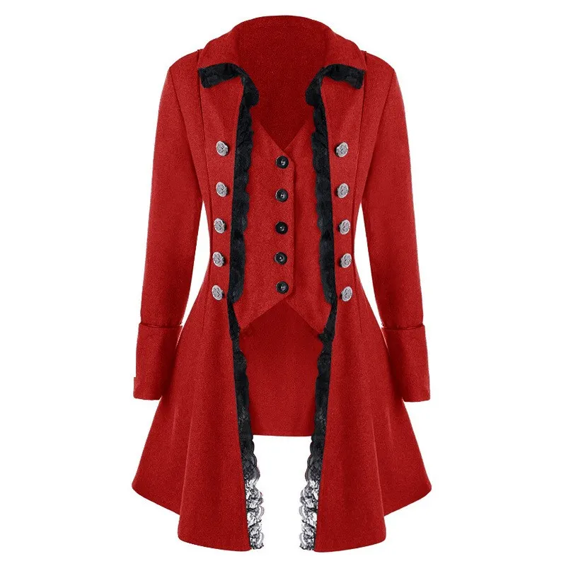 2018 Autumn Winter Gothic Women Long Trench Coat Vintage Solid Irregular Coats Elegant Female Plus Size Overcoat