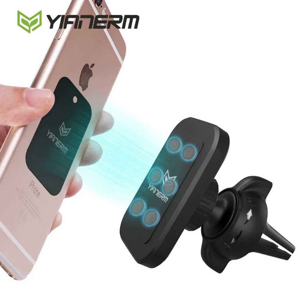 Yianerm Новые 6 N50 сильный магнит Магнитная Air Vent держатель телефона twist lock автомобильное крепление для Iphone, Samsung, huawei, 4-6 дюймов телефон