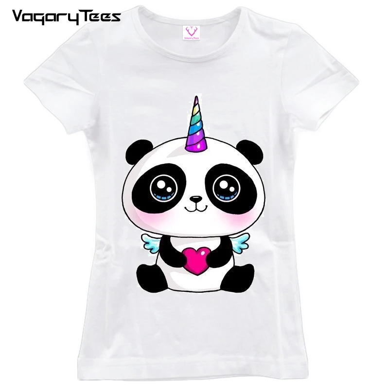 Футболка с пандой и маленьким ангелом keep calm and be a pandicorn Женская Повседневная