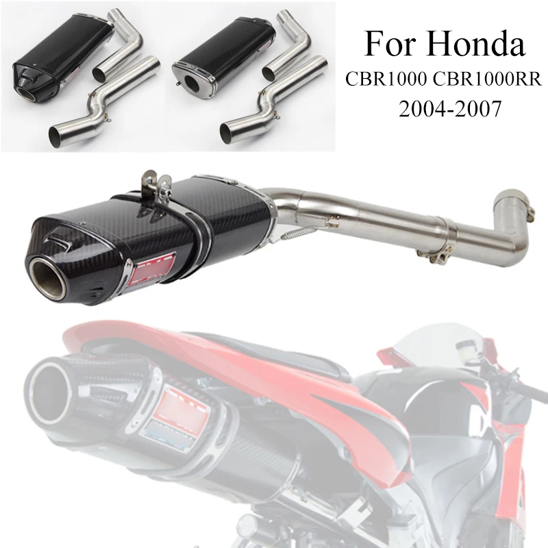 

For Honda CBR1000 2004 2005 2006 2007 Motorcycle Full Exhaust System Silp On For CBR1000RR Exhaust Muffler Mid Tail Pipe Escape