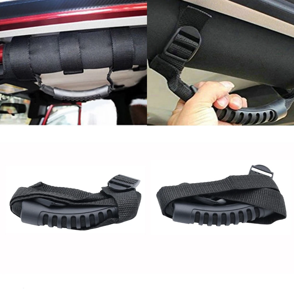 2PCS Black Roll Bar Grab Handles Handlebar For Jeep Wrangler Accessorises TJ JK Roll Bar Mount