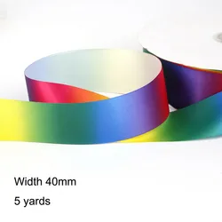 Vibrant Rainbow Grosgrain Ribbons for Crafting and Sewing - 5 Yards (Width 40mm)