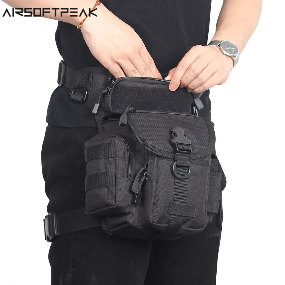 AIRSOFTPEAK Tactical Drop Leg Bag 1000D Nylon Waist Packs Military Thigh Packs Tool Bags For Motorcycle Outdoor Bike Cycling 