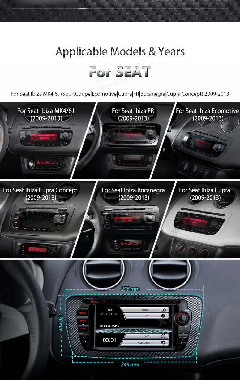 Top 7" Touch Screen Special Car DVD for Seat Ibiza MK4 / 6J 2009-2013 Sport Coupe Ecomotive Cupra FR Bocanegra Cupra Concept 2 Top 7" Touch Screen Special Car DVD for Seat Ibiza MK4 / 6J 2009-2013 Sport Coupe Ecomotive Cupra FR Bocanegra Cupra Concept 2