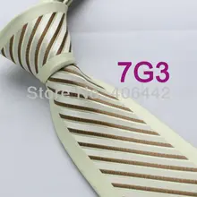 Coachella Мужские галстуки граница бежевый с кофе полоски микрофибры тканый галстук в деловом стиле, чтобы соответствовать платье рубашки Свадебные