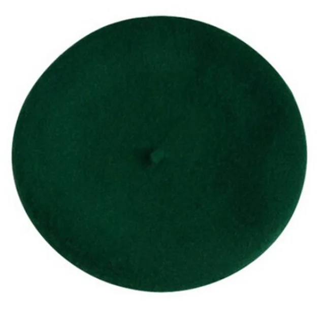 Dark green Женские береты на весну и зиму, шапка в стиле художника, женские шерстяные винтажные береты, однотонные кепки, женская шапка, теплая прогулочная шапка - Цвет: Dark green