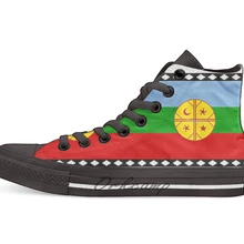 Высокие парусиновые туфли с флагом мапучы; повседневные кроссовки унисекс на плоской подошве; Прямая