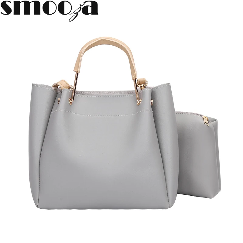

SMOOZA Set Bag Top-Handle Big Capacity Female Handbags Fashion Crossbody Bag Purse Ladies PU Leather Shoulder Bag