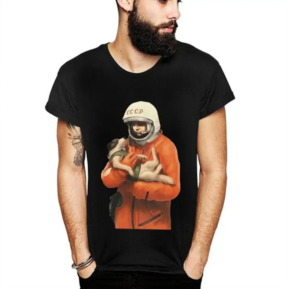 

Harajuku Stylish LAIKA GAGARIN SOVIET SPACE HEROES T Shirt CCCP T Shirt Man High-Q Big Size Short Sleeve