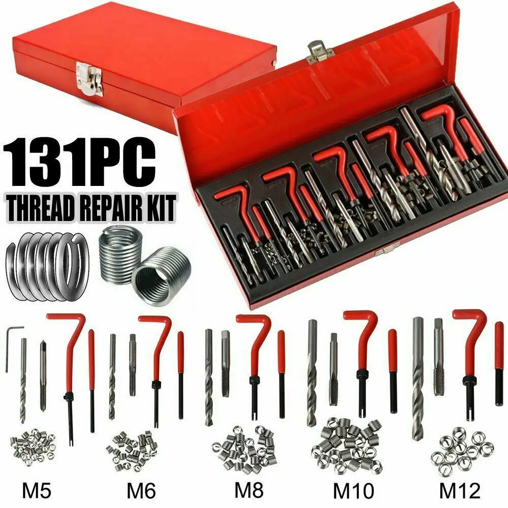 Набор болтов для ремонта 131 шт. M5 M6 M8 M10 M12 профессиональный авто нитки руководство по ремонту спиральное сверло