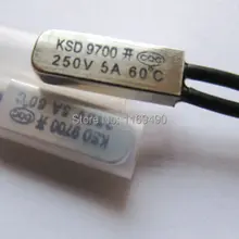 10 шт./упак. KSD9700 NO(нормально открытый) 60 градусов термостат Температура Термальность протектор переключатель 60C биметаллический дисковый 250V 5A