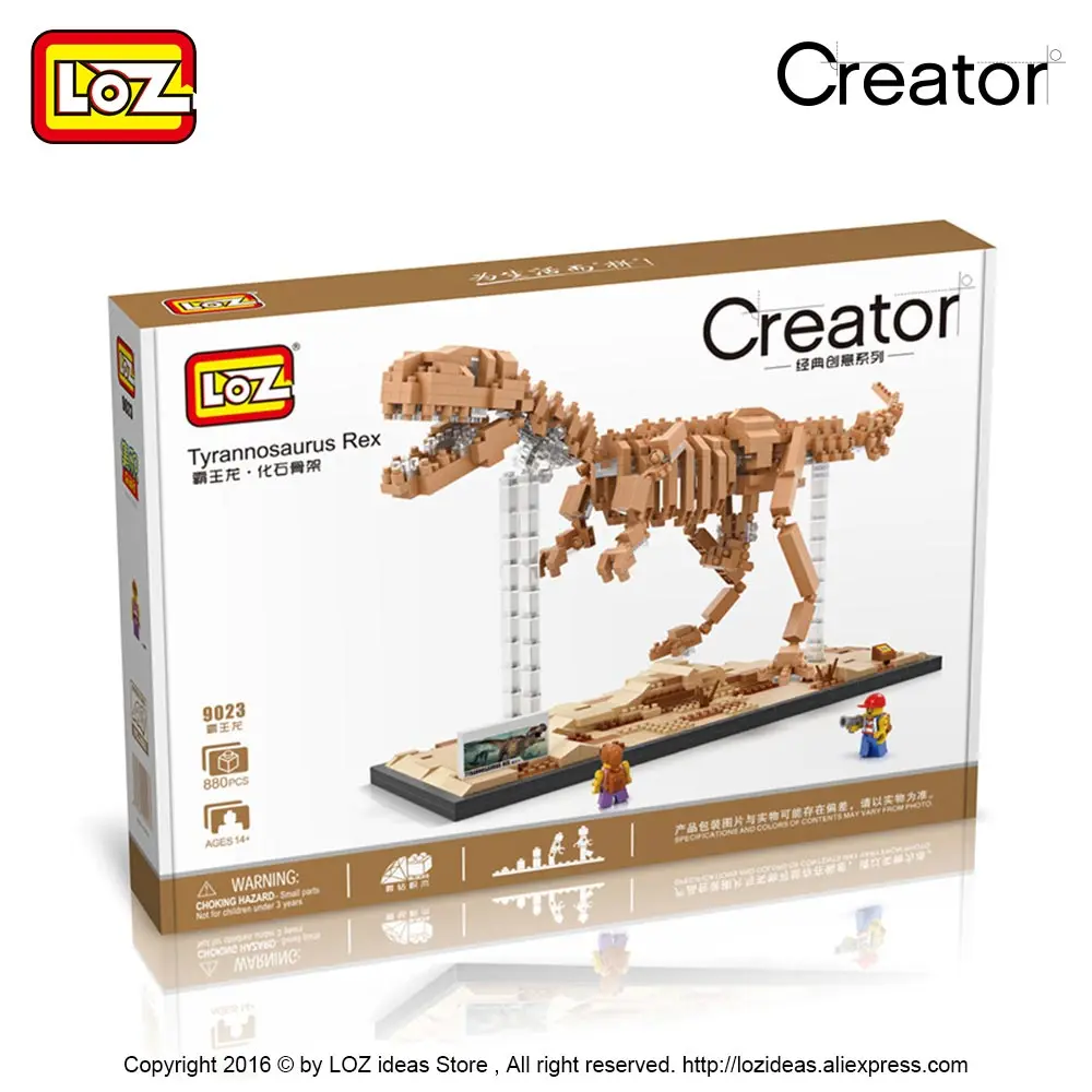 Строительные блоки LOZ Tyrannosaurus Rex fossiles T модель черепа DIY сборка игрушек скелета
