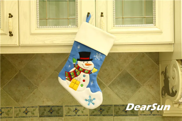 

1 Pc Big Christmas Stocking 18" Blue Color Snowmas Stocking Christmas Decoration Gift for Children