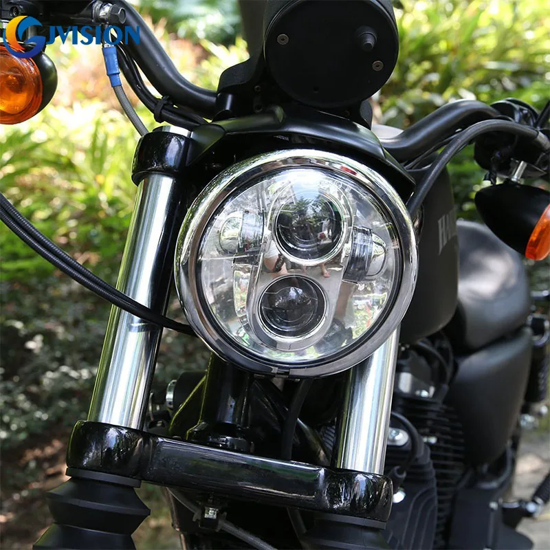 5,75 дюймовый мотоцикл СВЕТОДИОДНАЯ Фара-прожектор с белым DRL Янтарный сигнал поворота для Harley Sportster 1200 72 48 883 Street 500 750