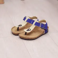 2016 New summer children’s shoes boys sandals Cork sole kids footwear PU leather shoes cow cattle leather beach sandals