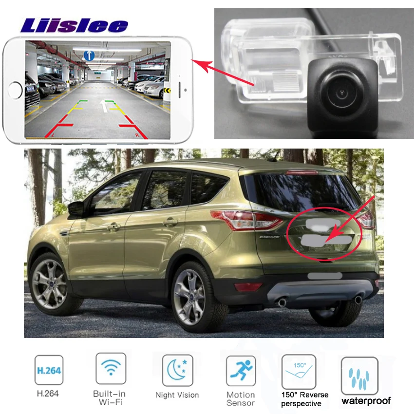 LiisLee wifi камера заднего вида для Ford kuga Escape 2013 MK2 ночное видение номерной знак резервная беспроводная камера