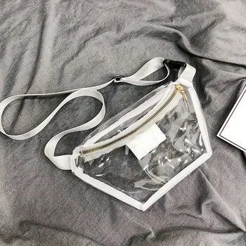 

2019 New Beach chest bag pink purse laser fanny pack holographic waist bag Transparent waistband woman phone belt bag sac banane