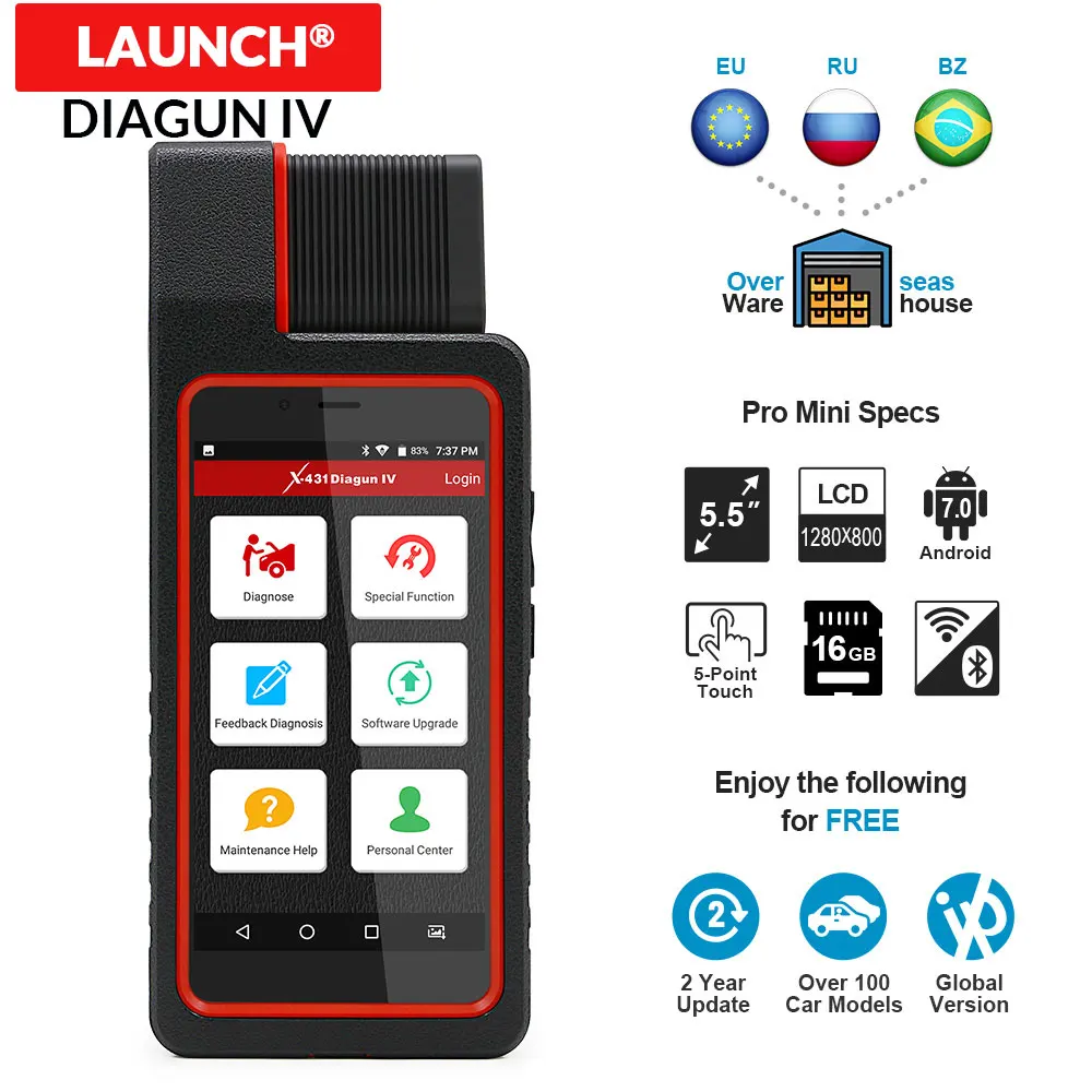 

New Launch X431 Diagun IV with yellow case Full System Diagnostic Tool Free Update Online X-431 Diagun IV Code Scanner DHL free