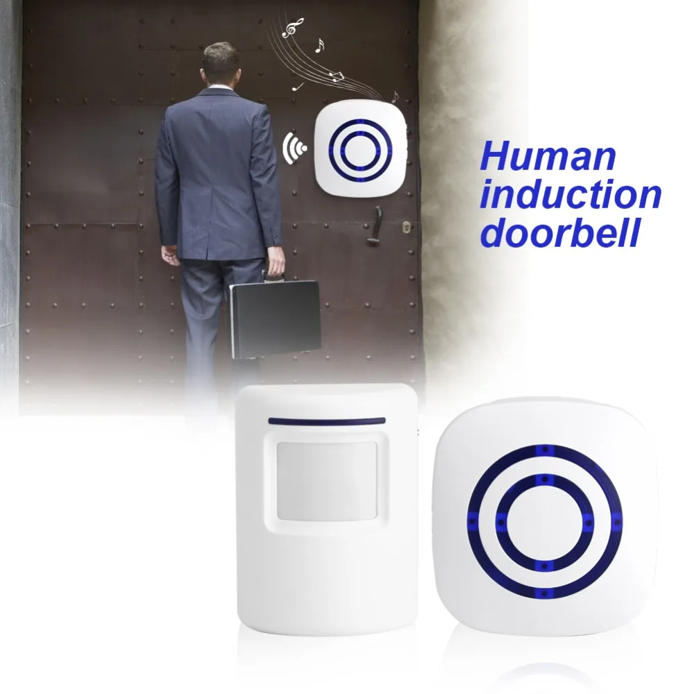 

Professional Motion Sensor Wireless Digital Doorbell with PIR Sensor Infrared Detector Induction Alarm Door Bell Home Security