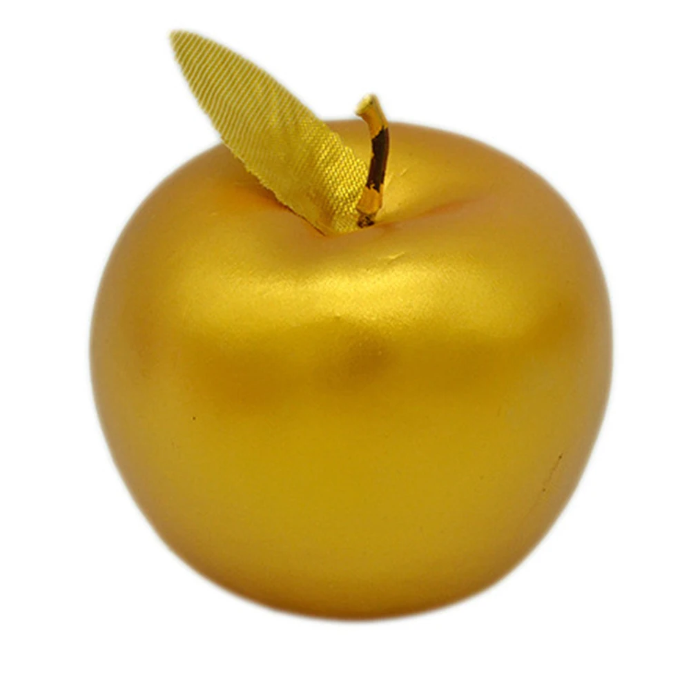 2Pcs Artificial Fruit Gold Apple Ornament for DIY Crafts Photography Props Decor 