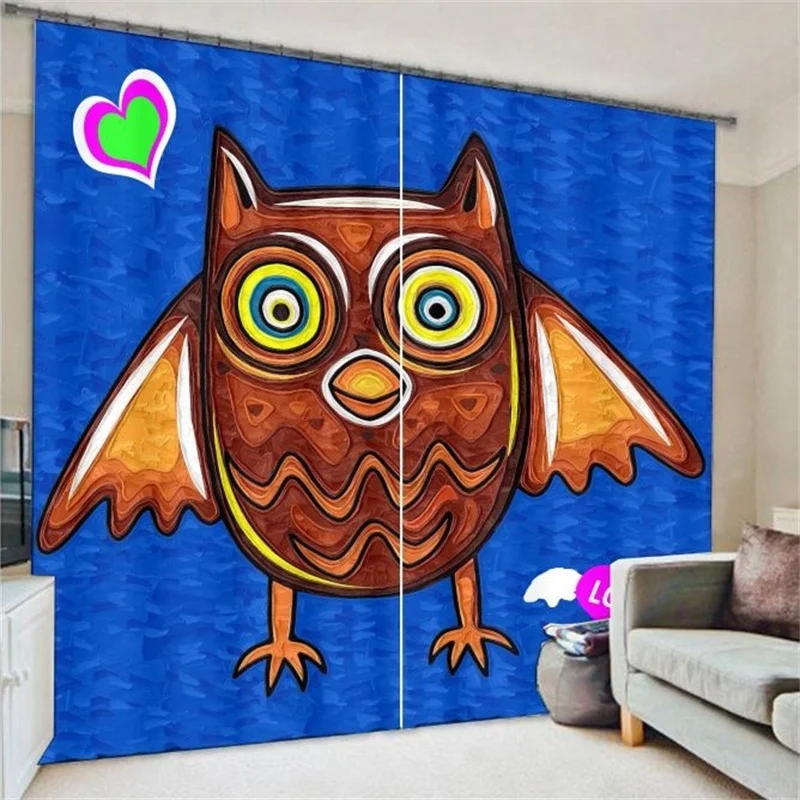 Colorido acuarela de dibujos animados Cortinas para niños dormitorio decoración apagón oscurecimiento Cortinas de la ventana personalizada
