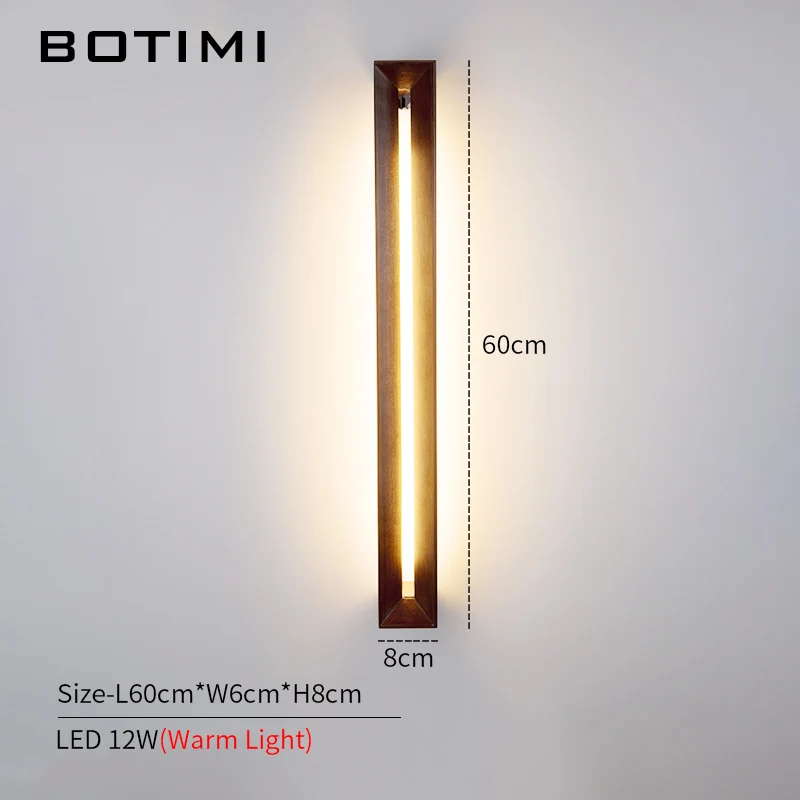 BOTIMI деревянный светодиодный настенный светильник для спальни 220 в прямоугольный настенный светильник современный отель деревянный настенный прикроватный светильник - Цвет абажура: Dark Brown