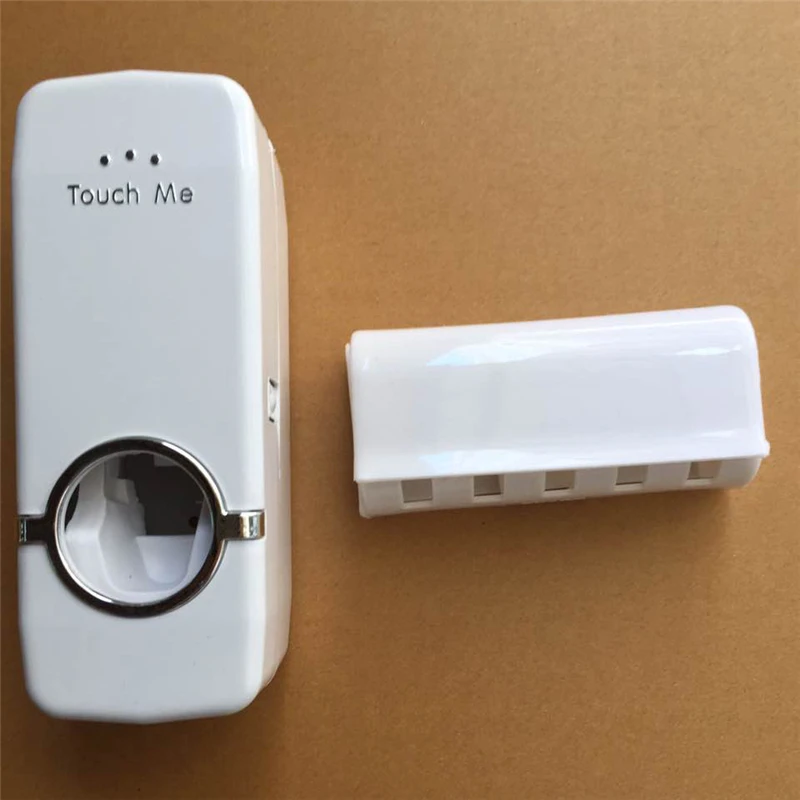 Bathroom Shelves Toothbrush Holder Automatic Toothpaste Dispenser Set 5 Slots Toothbrush Stand Home Wall Mounted Rack