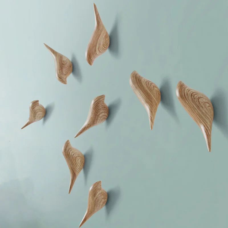 Best Creative Bird Shape Wall Hooks Home Decoration Resin Wood Grain Storage Rack Bedroom Door After Coat Hat Hanger 3D Coat Holder