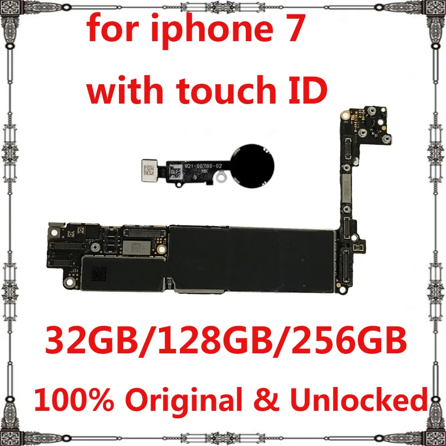 Оригинальная материнская плата 32 Гб 128 ГБ 256 для iphone 7 с/без touch ID разблокированная