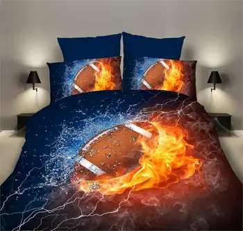 

Bedding Sets 2/3pcs 3D Duvet Cover Bed Sheet Pillow Cases Size Single Queen King Flame Baseball Drop Shipping Rugby