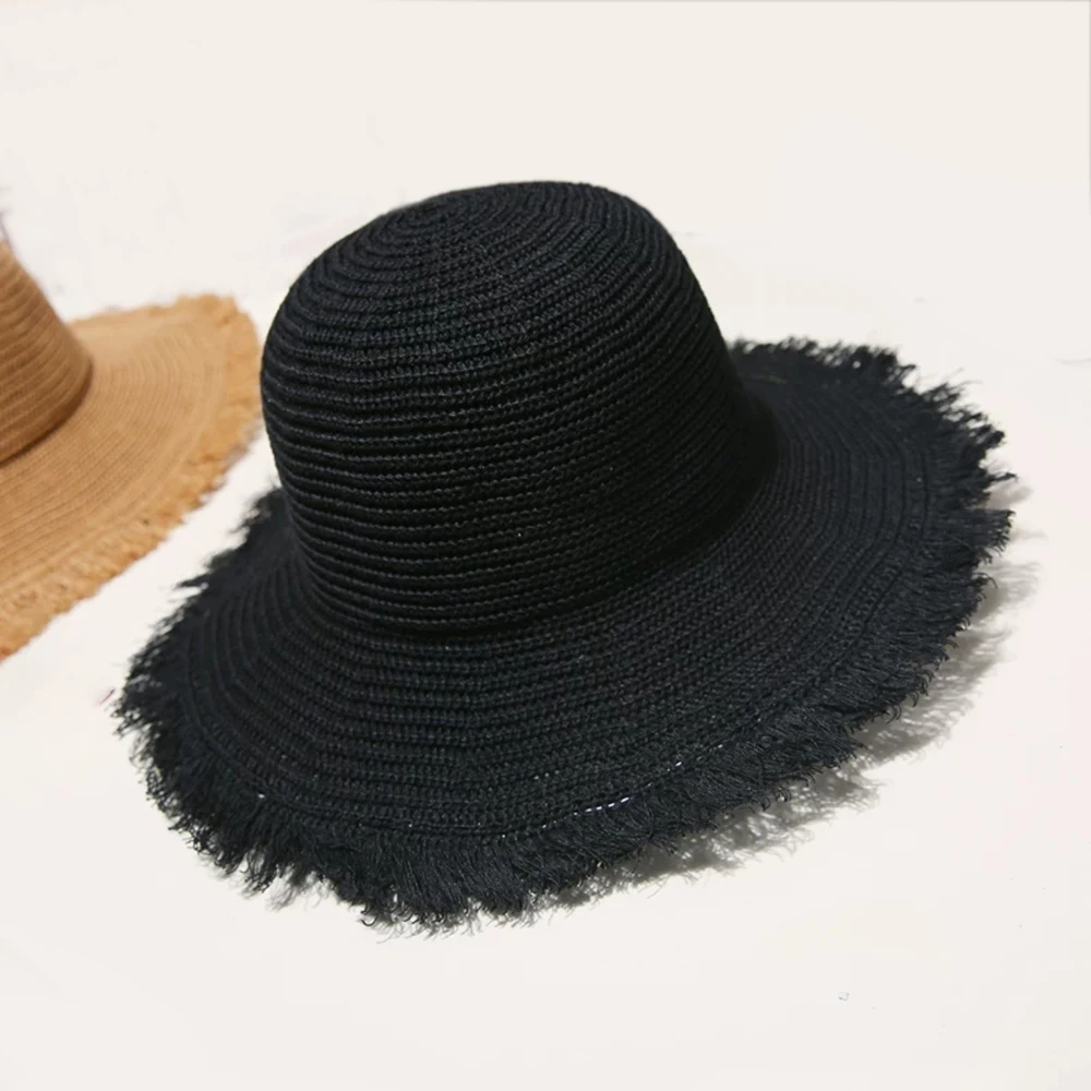 Летняя Рыбацкая шляпа с широкими полями, пляжные шляпы от солнца, Панама, женская, Дамская, дышащая, бумажная, соломенная шляпа, солнцезащитная, Пляжная, складная Кепка