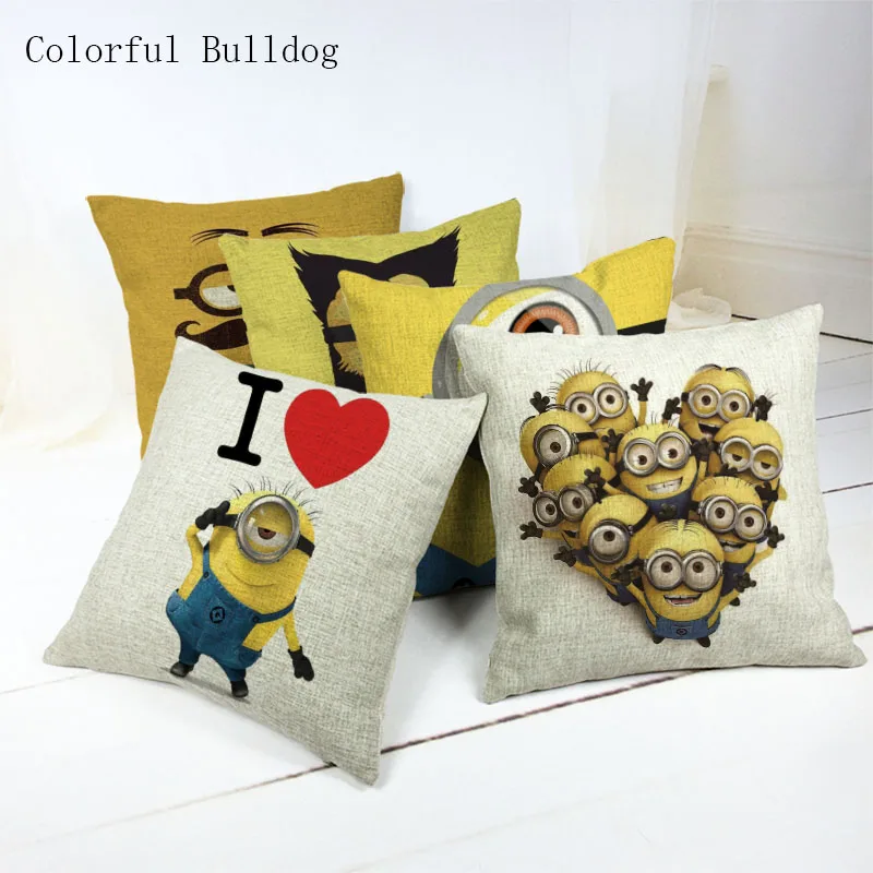 

Pillows Decorative Covers Yellow Character Cute Cushion Covers Spider Shield Cartoon Heart Pattern 45*45cm Square Cojin Fundas