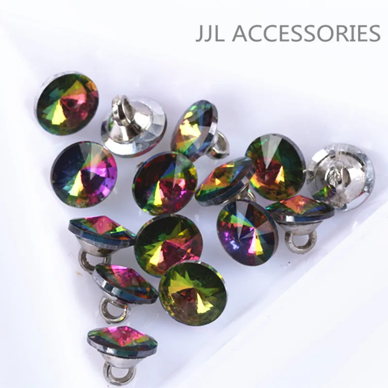 High quality glass crystal buttons 10mm sewing buttons for shirt grey diamond color buttons for