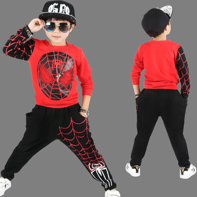 

New Kids Sports Children Clothing Sets Spider Man Boys Spiderman Cosplay Sport Suit Kids Sets Coat + pants 2pcs. Boys Clothes