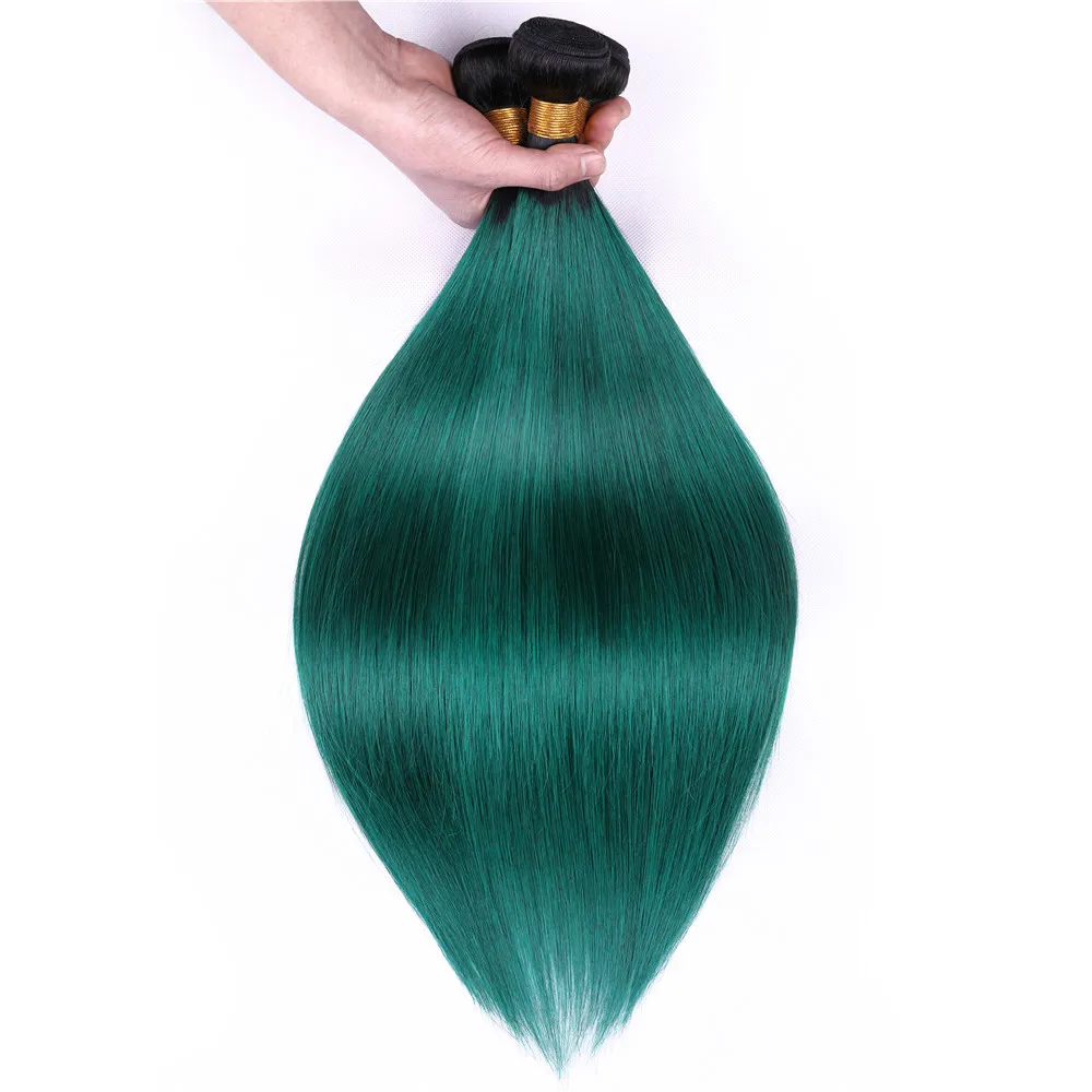 ALOT Pre-Colored Ombre Hair Bundles With Closure 1B/Green Beauty Straight Human Hair Weave With Free Part Lace Closure Non Remy ALOT Pre-Colored Ombre Hair Bundles With Closure 1B/Green Beauty Straight Human Hair Weave With Free Part Lace Closure Non Remy