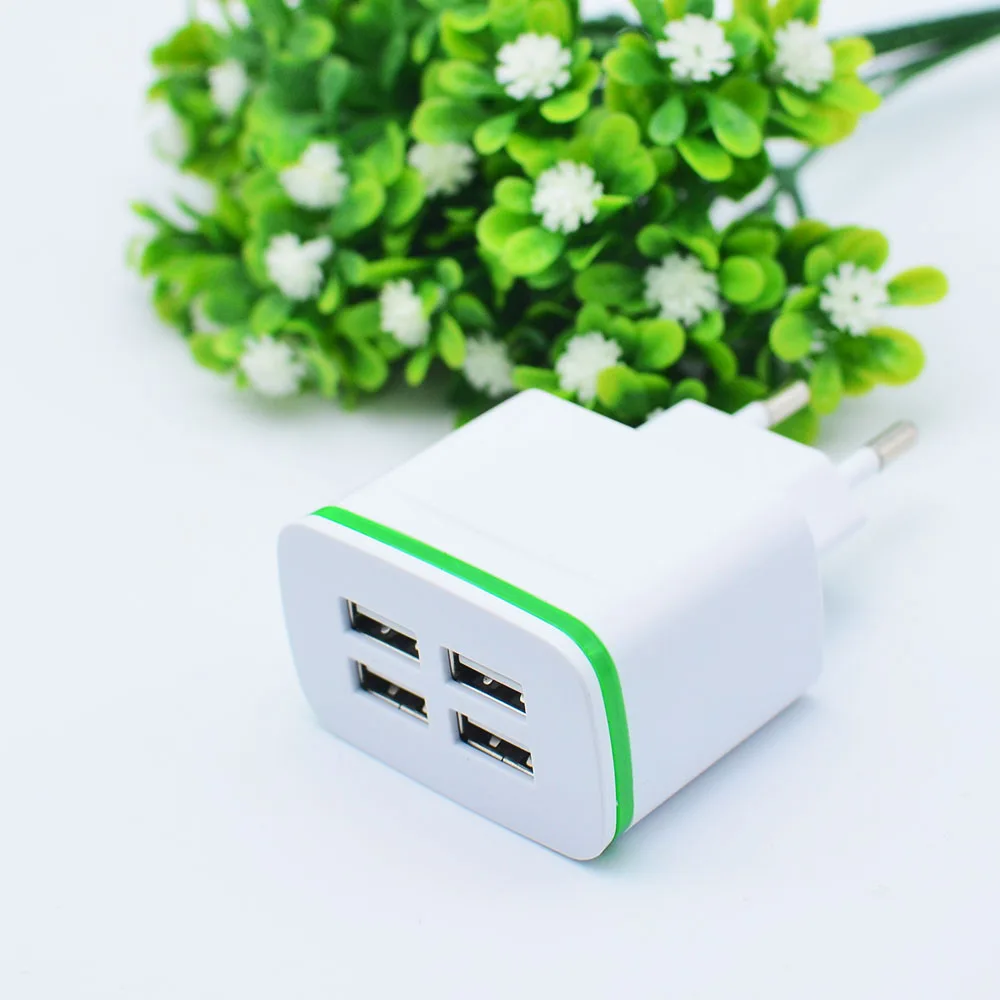 Универсальное 4USB светодиодный свет мобильное зарядное устройство для телефона для путешествий Белый ЕС/США зарядное устройство для телефона Xiaomi samsung мобильный телефон