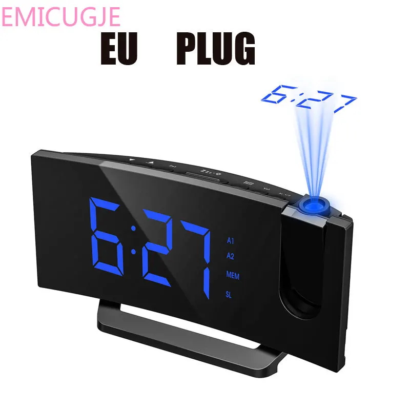 

USB Charging Port 5 '' Large Display sleep Timer HM353 FM Radio Function Snooze Projection Alarm Clock With Dual Alarms