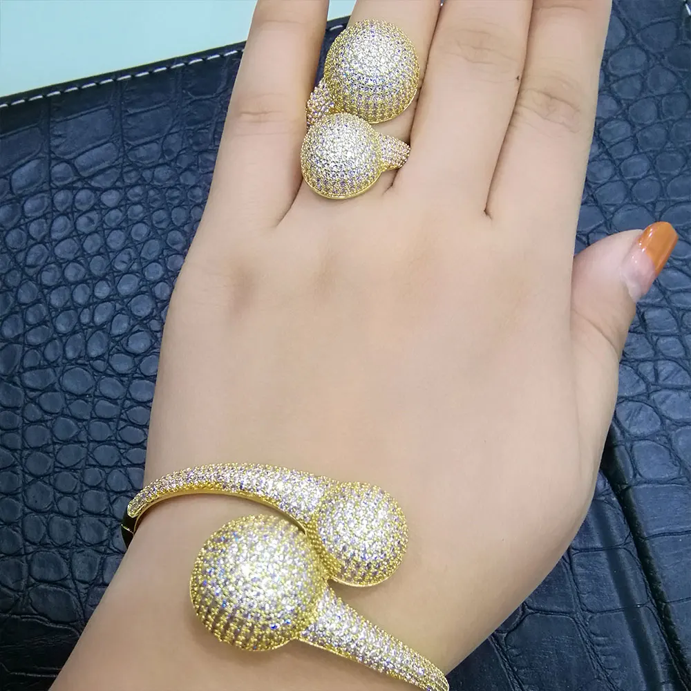 Godki роскошный дискотечный шар Африканский браслет кольцо Набор Мода комплекты украшений для женщин Свадебные обручение brincos para как mulheres