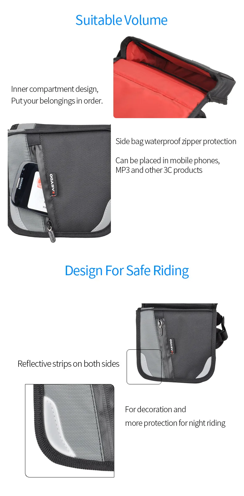 EasyDo велосипедная сумка, сумка на раме, водонепроницаемая, на липучке, верхняя Передняя труба, сумка для горного велосипеда, сумки для горного велосипеда, светоотражающие полосы, Аксессуары для велосипеда