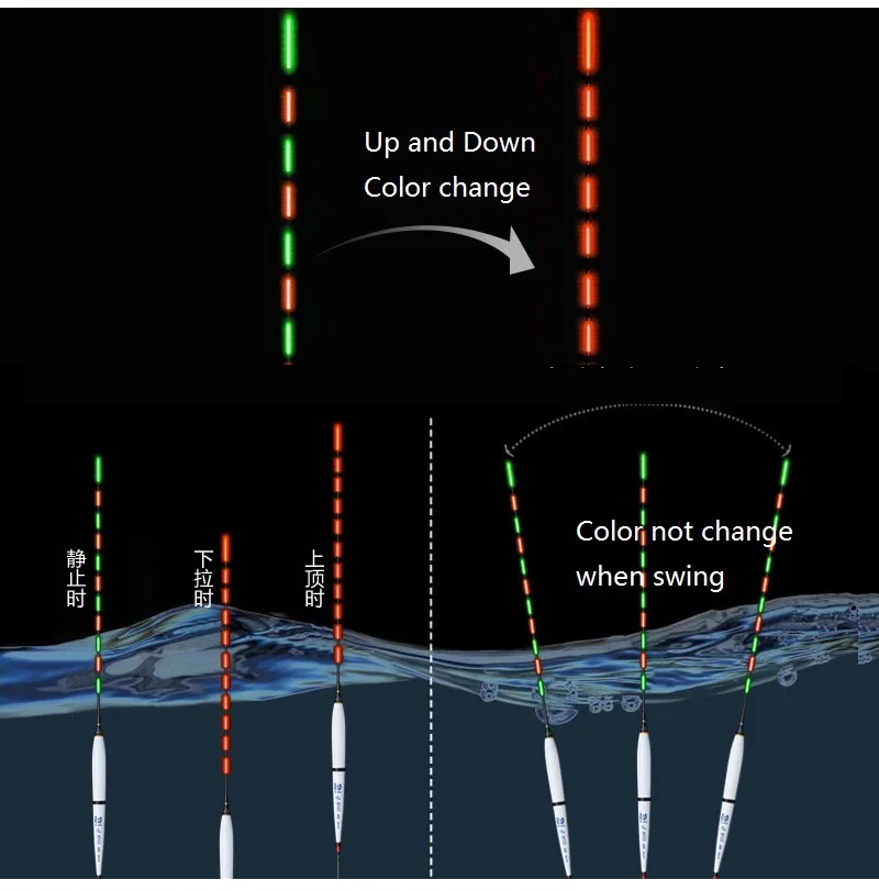 Цвет Изменен светодиодный поплавок для ночной рыбалки 10 комплектов 10 шт. приспособлений для ночной рыбалки вертикальный буй для рок-рыбалки