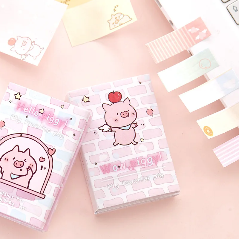 Розовый блокнот Hello Pig Memo pad 6 складной блокнот стикер блокнот планировщик DIY милые канцелярские принадлежности Школьные офисные принадлежности