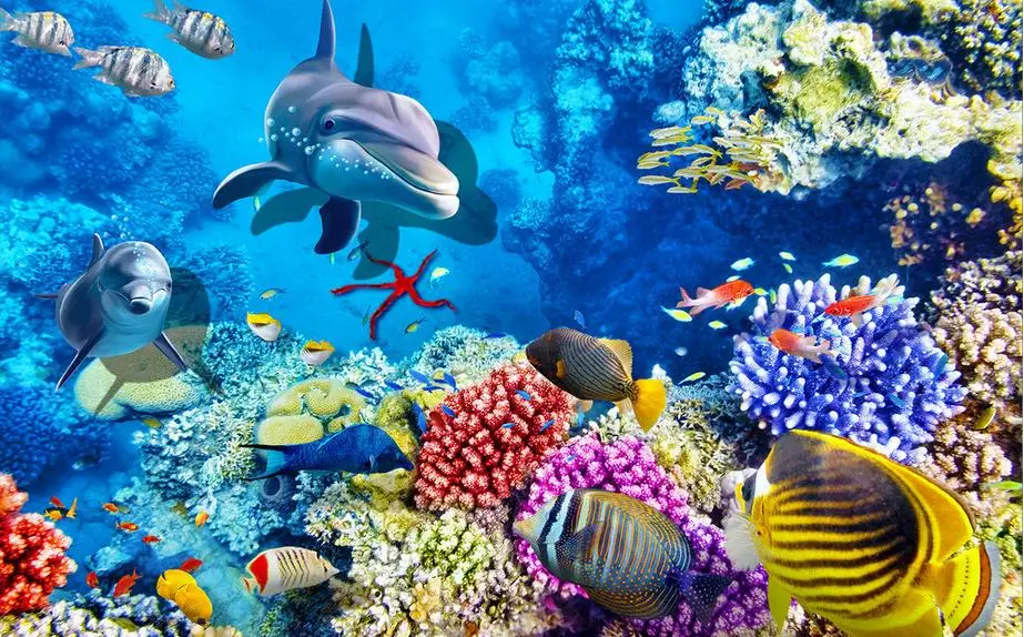 Самоклеящиеся 3D обои в виде дельфина для ванной комнаты ПВХ с изображением