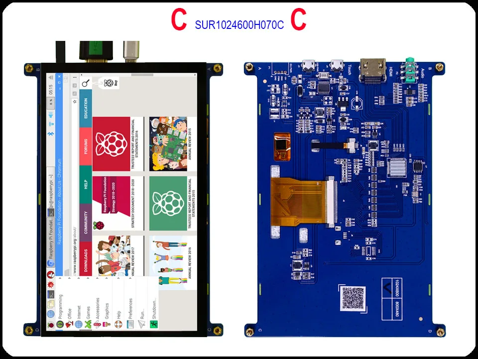 " 7,0 дюймов 1024*600 TFT HDMI ЖК-модуль дисплей монитор экран с USB емкостной сенсорной панелью аудио выход для Raspberry Pi