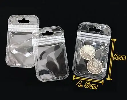 100 шт. Прозрачный Ясно Resealable Пластик сумка PE zip lock мешок с отверстием для