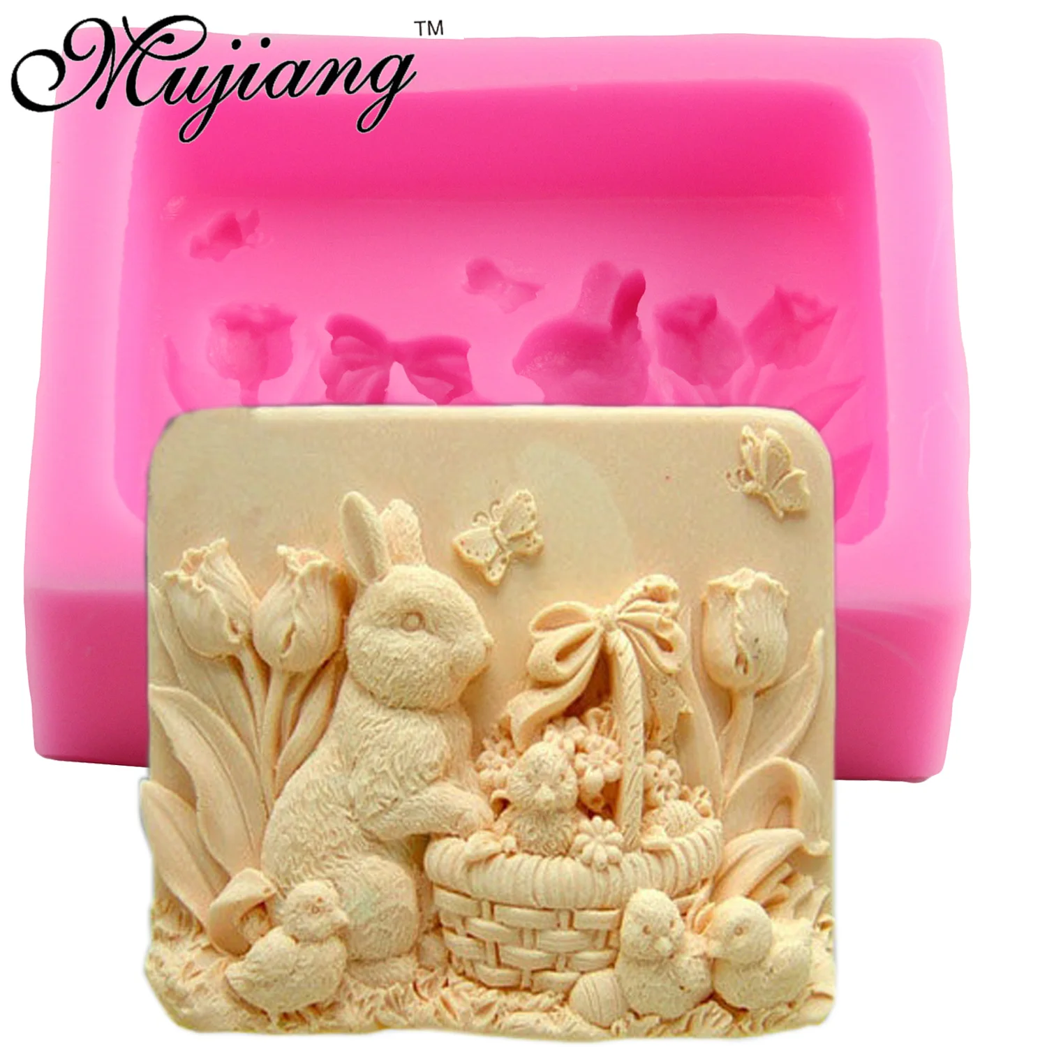 

Mujiang Easter Rabbit Silicone Soap Mold Fimo Clay Candle Molds Fondant Cake Decorating Tools 3D Craft Chocolate Candy Moulds