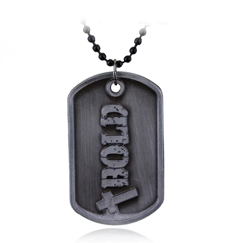 

2016 New Brand Joshua 1:9 Dog Tag Necklace Blood Cross Necklace Alloy Metal Necklace Bead Chain