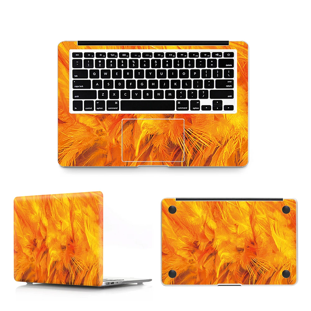 HRH 3 в 1 перо верх+ низ+ запястье полное покрытие кожи ноутбука Наклейка для MacBook Air Pro retina 1" 12" 1" 15 ноутбук наклейка КОЖА - Цвет: Orange Feather